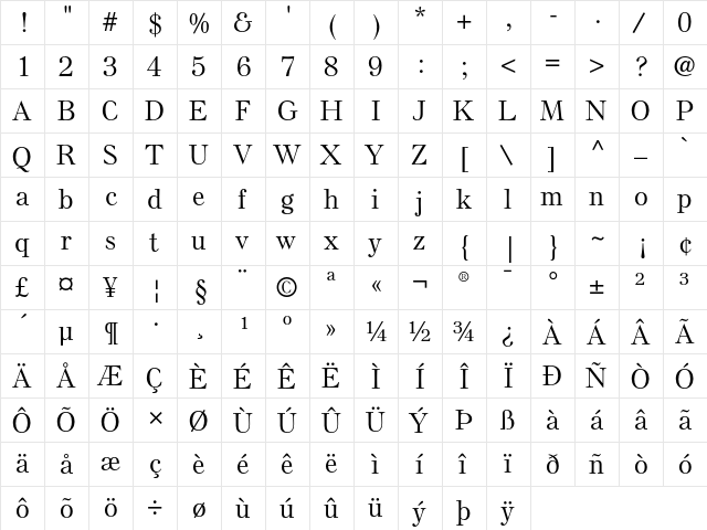 Else NPL Medium  glyph index