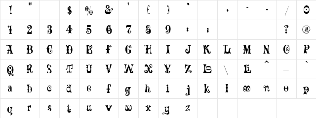 Kaufmann Regular  glyph index