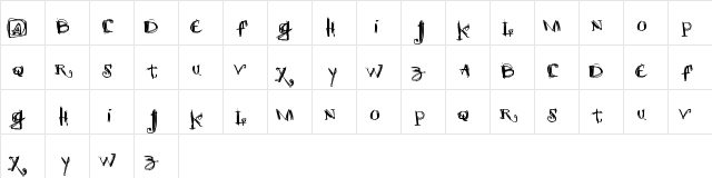 scretch Regular  glyph index