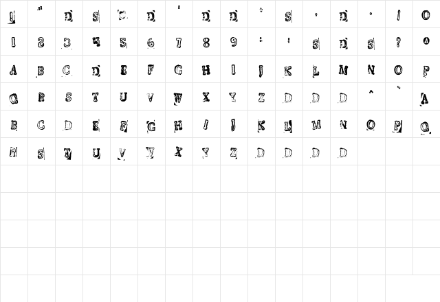 InstantKarma Regular  glyph index