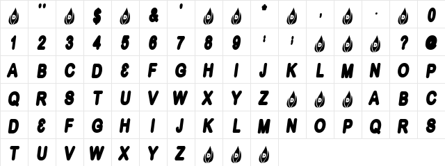ChelseaGirl Regular  glyph index