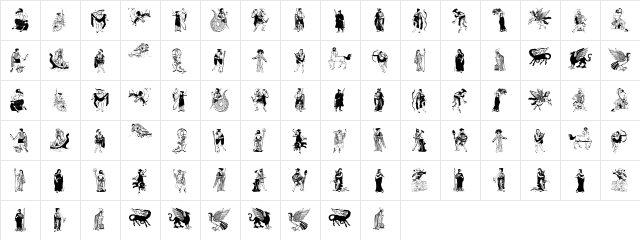 GreekMythes Regular  glyph index