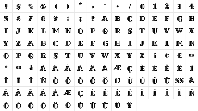 DextorEF Regular  glyph index