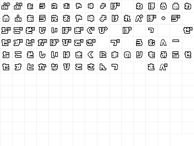 D3 Cosmism Hiragana Regular  glyph index