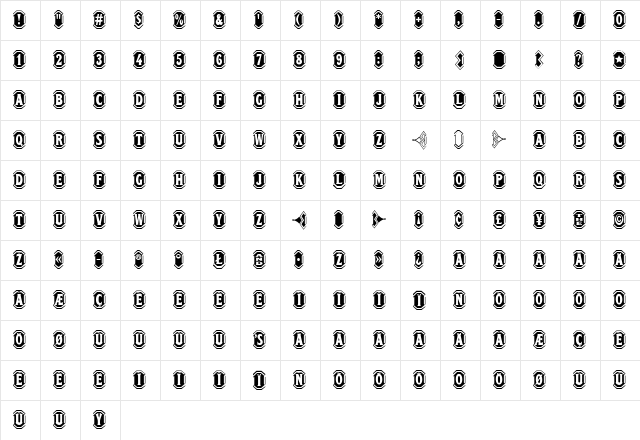Tableau Regular  glyph index