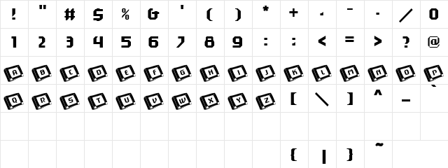 101! EtchASketch Regular  glyph index