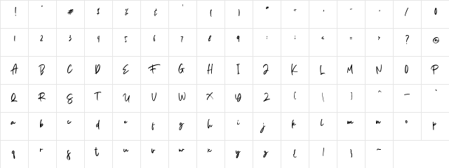 Aedesty Regular  glyph index