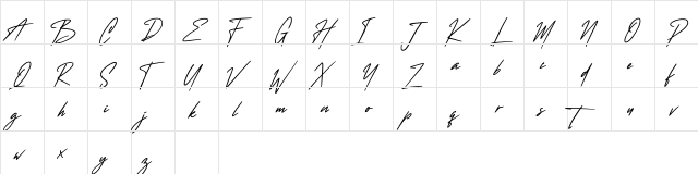 Wanted Signature Regular  glyph index