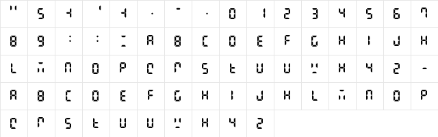 Digital Display Regular  glyph index