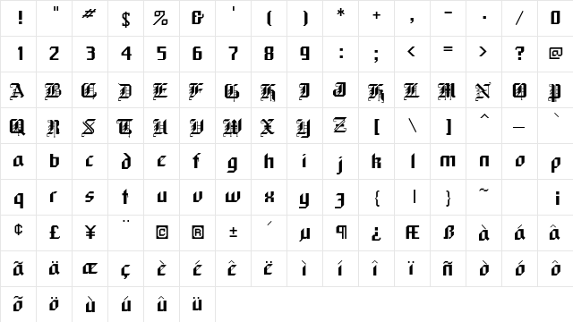 BriarDigitalSSK Regular  glyph index