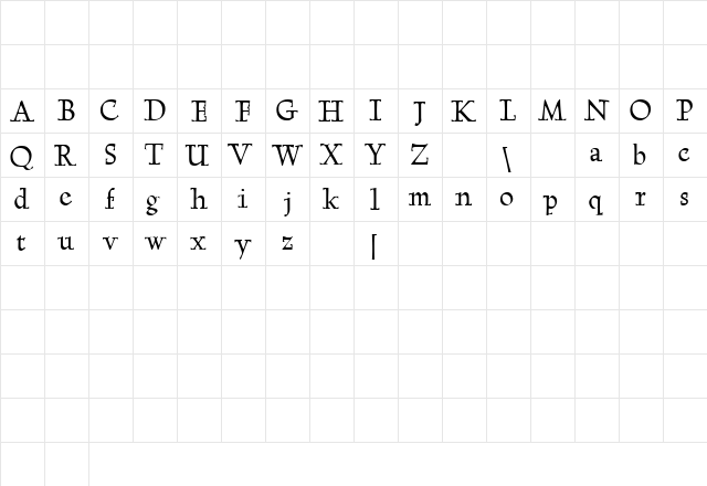 Megaserif One Demo Regular  glyph index