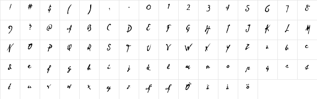 New Regular  glyph index