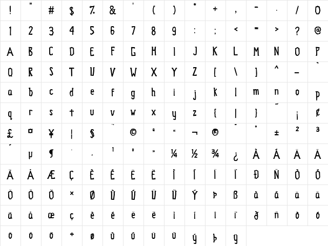 BadCabbageICG Bold  glyph index