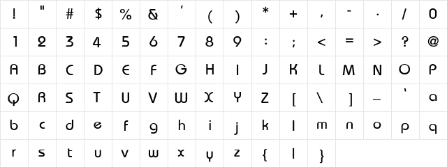 Bauhaus-Thin Regular  glyph index