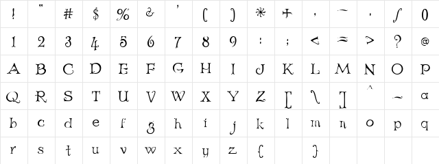 AL Age Old Love Regular  glyph index