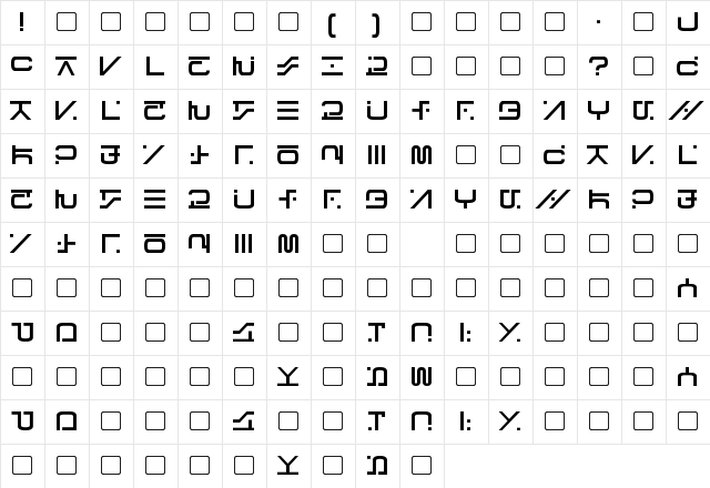Visitor Script Bold  glyph index