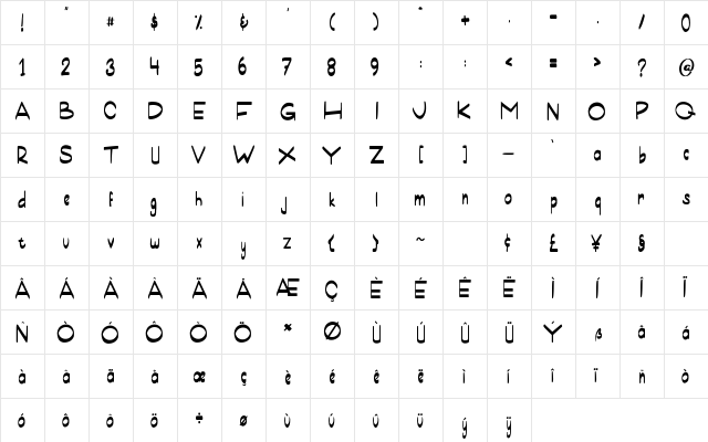 Cold House Regular  glyph index