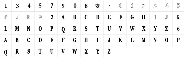 ASRoma Regular  glyph index