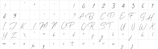 Donatella Regular  glyph index
