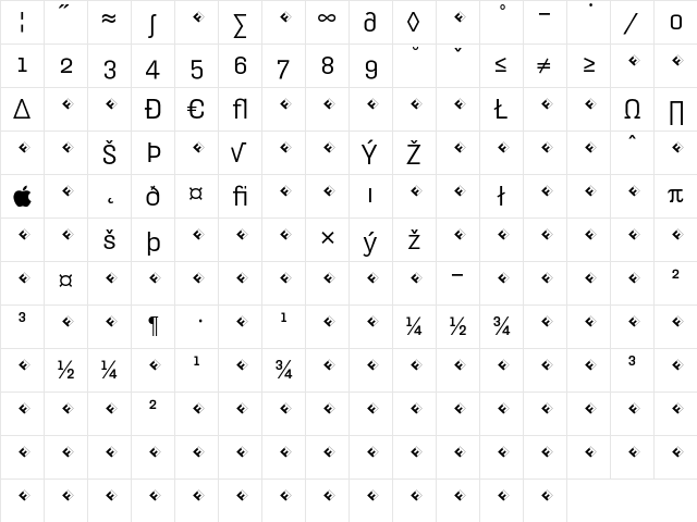 HydraText-RegularExpert Regular  glyph index