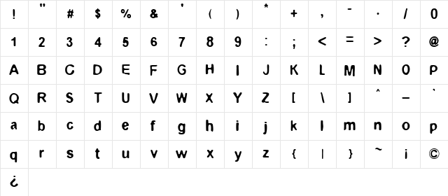 Epilog Normal  glyph index