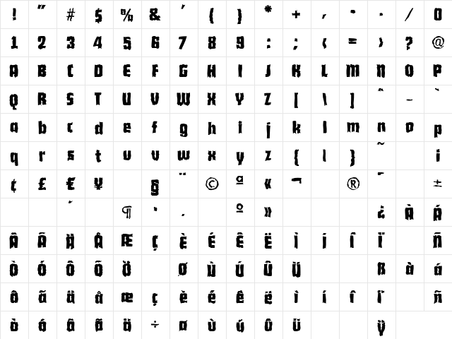 AllisonBeckerRandom Bold  glyph index