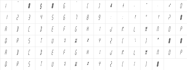 Digital Readout Condensed Regular  glyph index