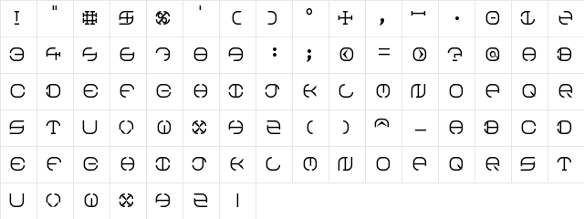 South Circle Regular  glyph index