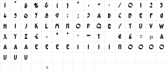 Orpheus Regular  glyph index