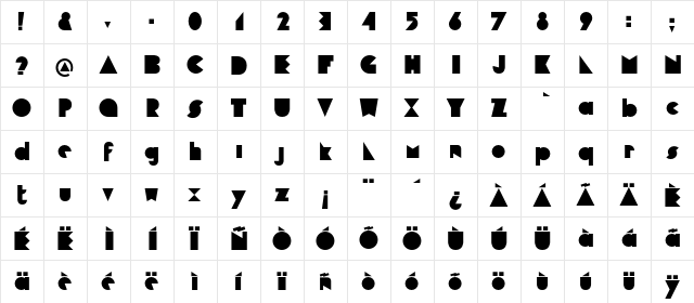 Cubop Regular  glyph index