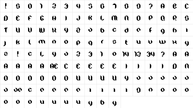 Facet Black Regular  glyph index
