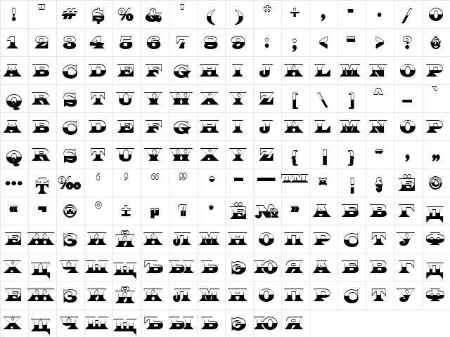 a_LatinoTitulB&W Regular  glyph index