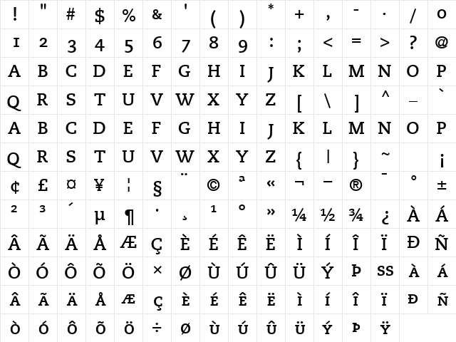 MonologueCapsSSK Bold  glyph index