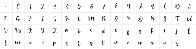 Wildest Dream Regular  glyph index