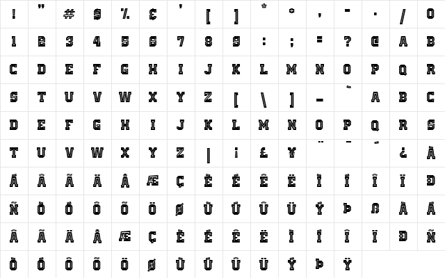 Old School United Inline Alt  glyph index
