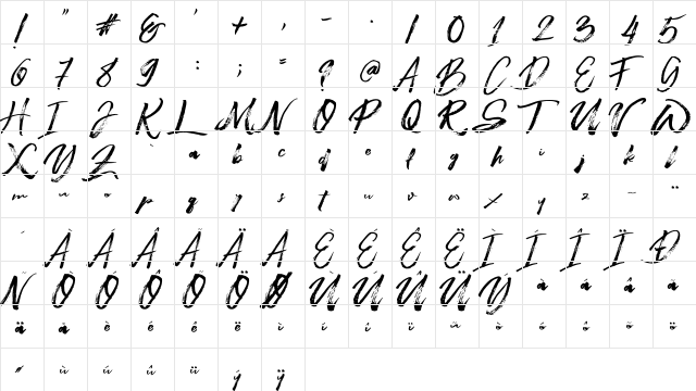 Beastmachine Regular  glyph index