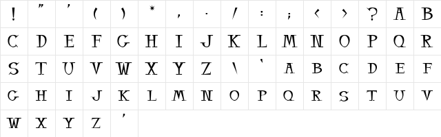 Balsamo!" Regular  glyph index