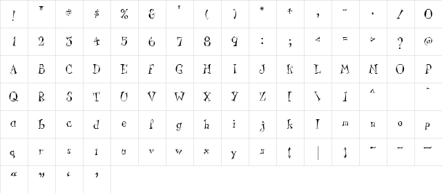 LD Spiked Regular  glyph index