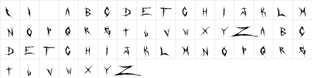 DeadBitch Regular  glyph index