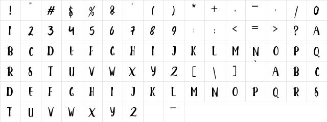 ROSELAND Regular  glyph index