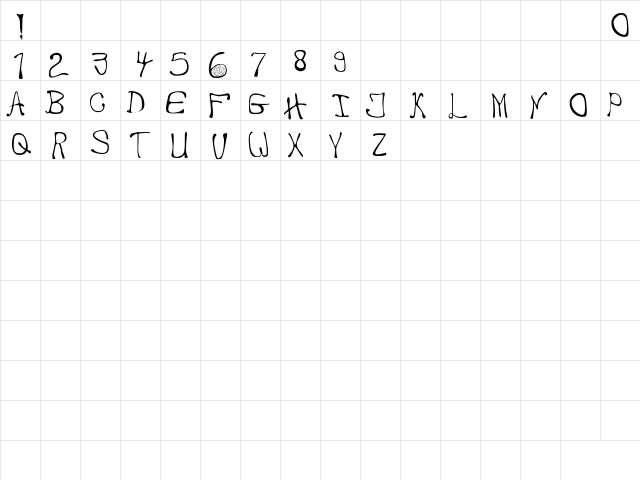 my handwriting Regular  glyph index