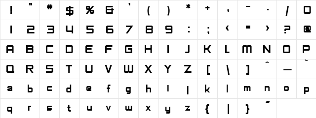 Shepery Thick Regular  glyph index