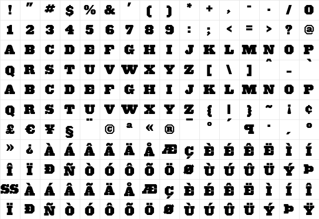 Knox Background  glyph index