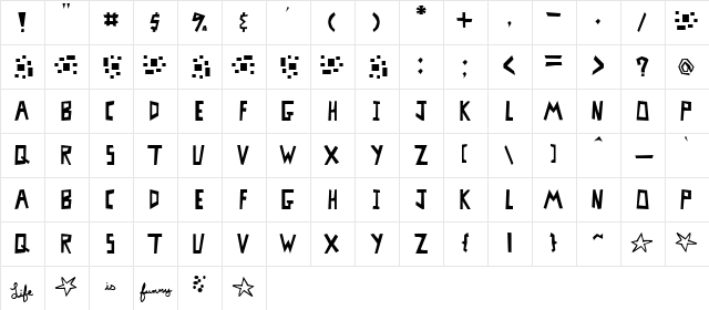 MisterBass Full  glyph index