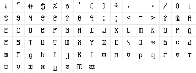 Naughts (BRK) Regular  glyph index