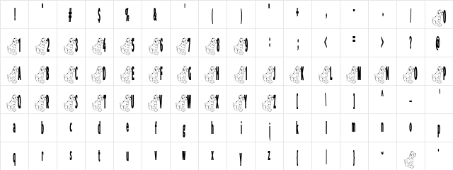 DalmationPuppy Regular  glyph index