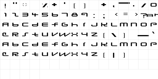 Lunasequent Normal  glyph index