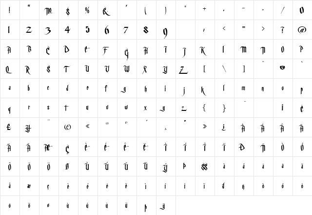 LHF Villag Regula  glyph index