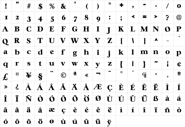 Casablan ExtraBold  glyph index