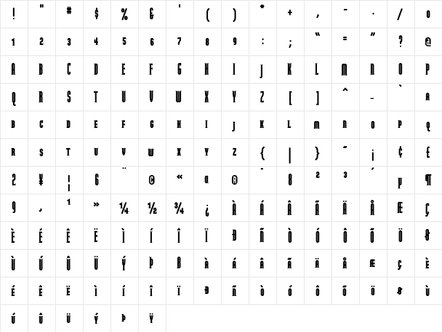 Modula RoundSerifBlackSmallCaps  glyph index